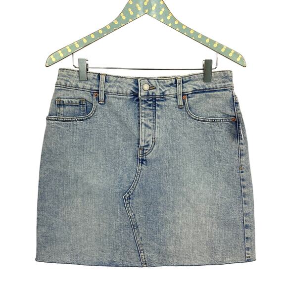Old Navy Denim Skirt Womens 6 High Rise Secret Slim Pockets Button Fly 30x17 - Picture 1 of 15